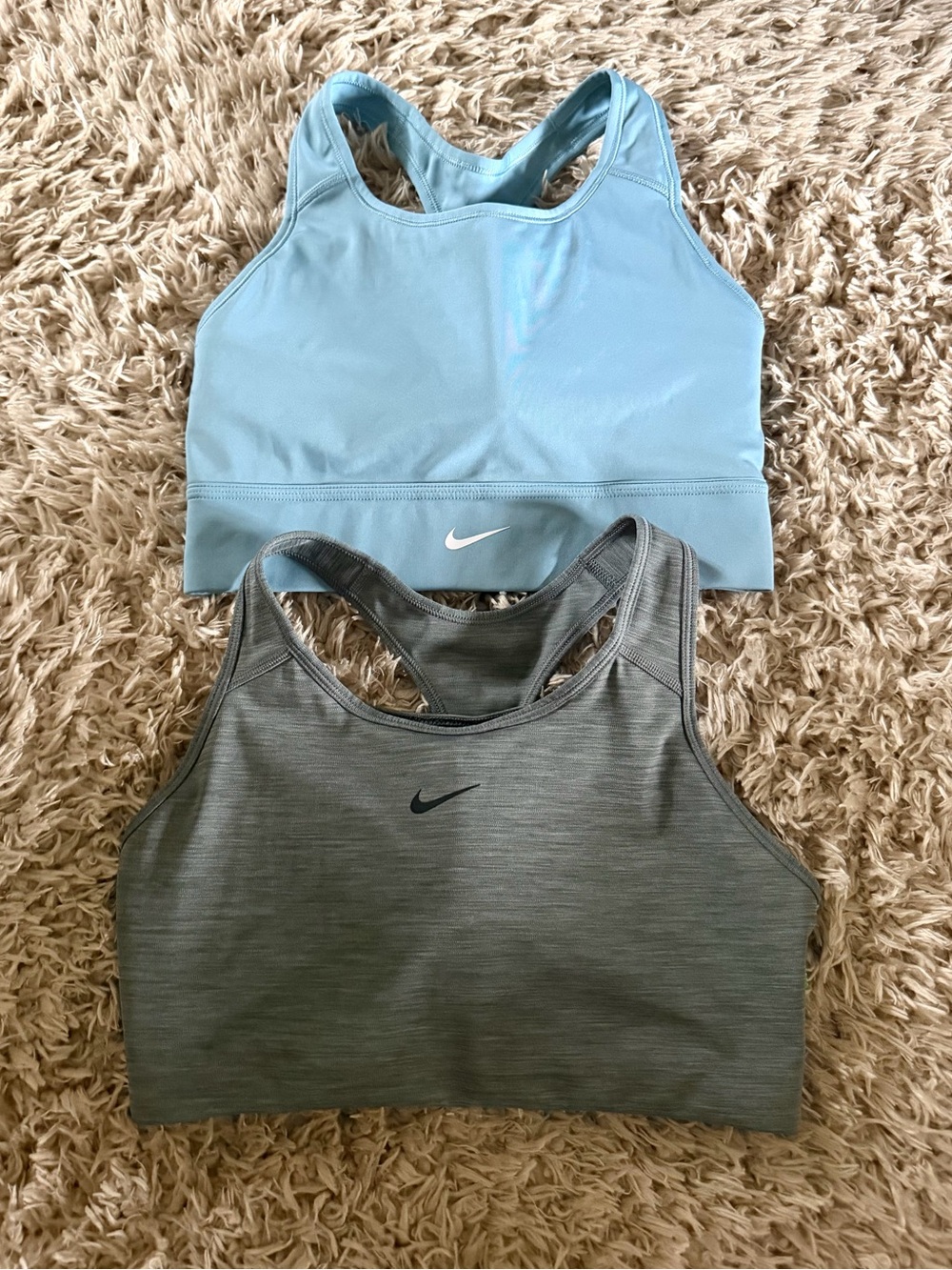 Nike Women's Light Blue & Gray Racerback Sports Bras Large